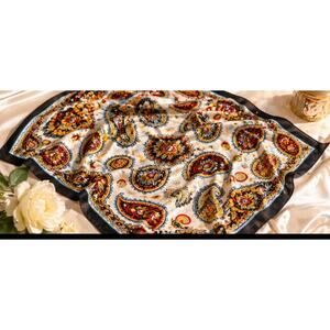 Copied - Scarf oversized reversible paisley PASHIMINA rich fringe shawl boho